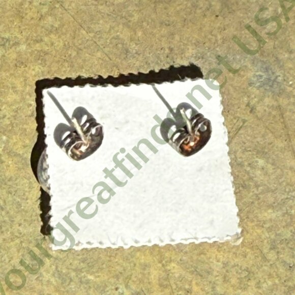 Sterling Silver & Blue Opal Pierced Post Stud Earrings Mexico - Picture 4 of 5
